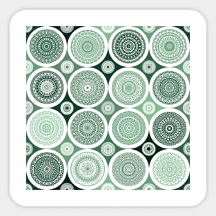 repeating pattern with boho style circles, dark green color Sticker